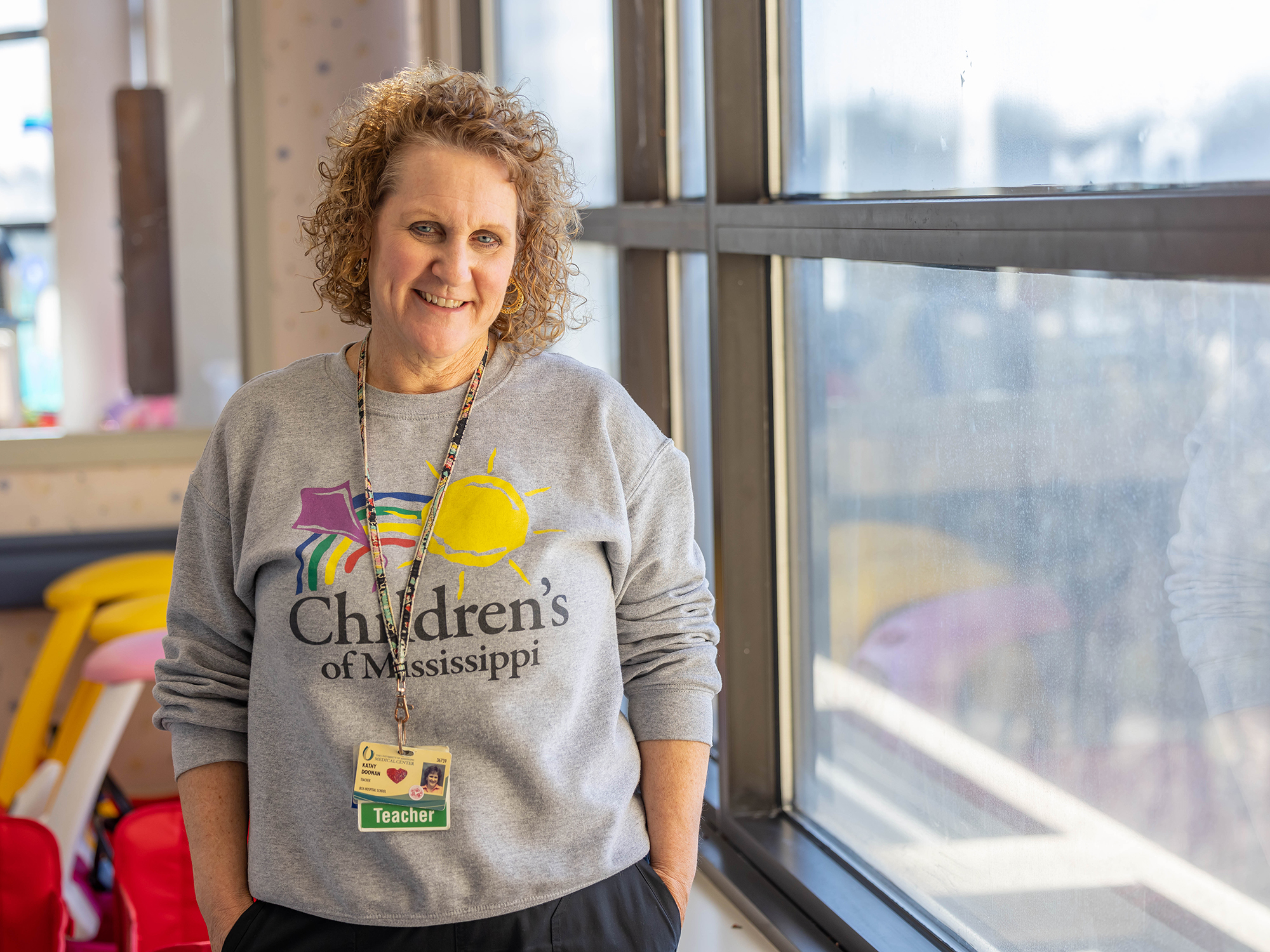 Kathy Doonan, a 30-year teacher at Children's of Mississippi, has taught in the children's hospitals three towers, the circle tower, Batson and Sanderson.